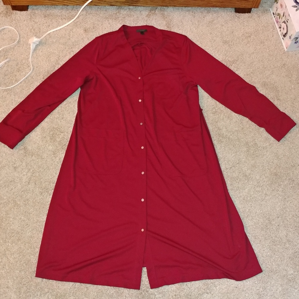 J Crew maroon button down midi dress